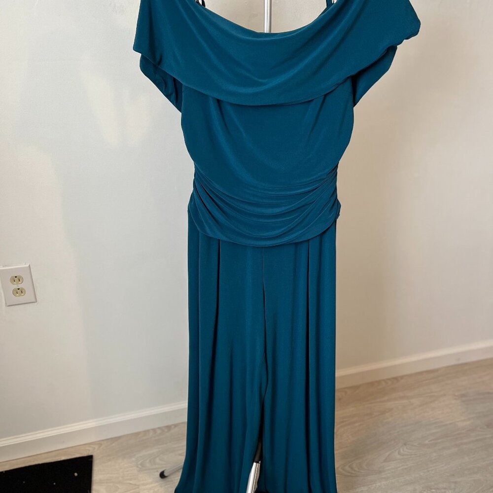 PROM R & M Richards Ladies Rhinestone-accented Cold Shoulder Jumpsuit for PROM